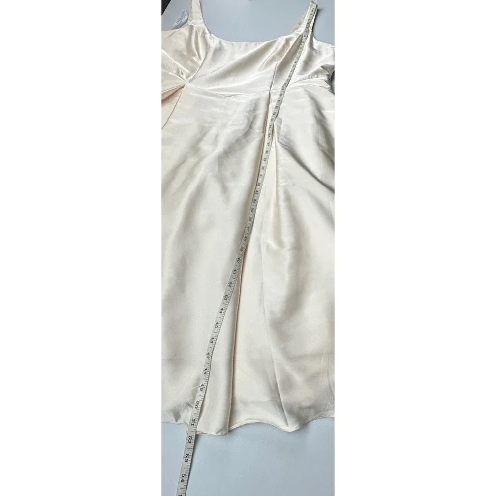 Azazie Atelier Olivia Dress Womens 24 Cream Pleated Midi Wedding Guest Cocktail - Picture 15 of 16